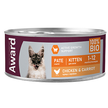 AWARD консервы для котят паштет из курицы с морковью 100 гр 2540447