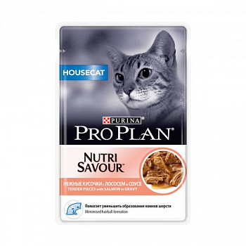 PURINA Pro Plan NutriSavour Housecat Пауч д/кошек с Лососем в соусе 85 г