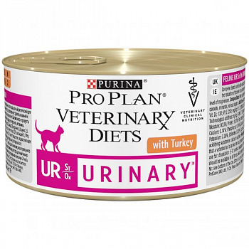 PURINA Pro Plan Консервы д/кошек Диета UR (при МКБ) с Индейкой мусс 195 г