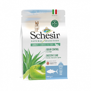 SCHESIR Natural Selection Monoprotein Сухой корм для собак мелких и декоративных пород Тунец 490 г