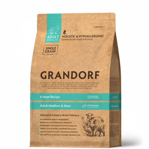 GRANDORF DOG MED&MAXI 4 Meat PROBIOTIC для cобак средних и крупных пород 4 мяса c пробиотиками