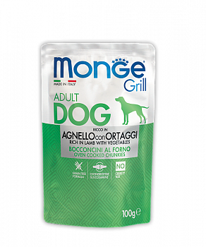 MONGE DOG Grill Паучи д/собак Ягненок с Овощами 100 г