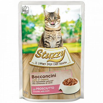 STUZZY BOCCONCINI Пауч для кошек Ветчина в соусе 85 г