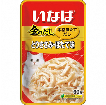 INABA КИННОДАСИ Корм для кошек Куриное филе + морской гребешок в желе 60гр пауч 139.1339