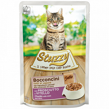 STUZZY BOCCONCINI Пауч для кошек Ветчина и Телятина в желе 85 г