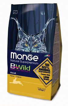 MONGE BWild CAT Hare Сухой корм д/кошек с Мясом Зайца