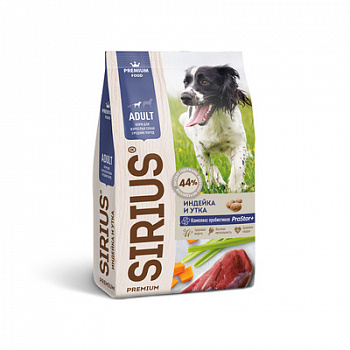SIRIUS Premium Сухой корм для взрослых собак средних пород Индейка и Утка