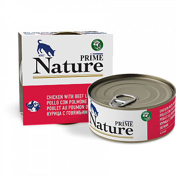 PRIME NATURE Консервы для собак Курица с говяжьим легким в бульоне ж/б 150 гр 137.6.7025