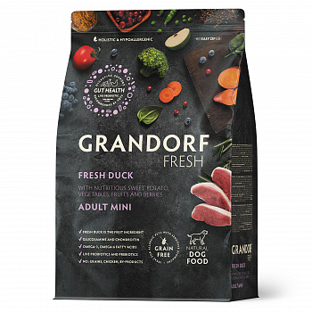 GRANDORF Fresh Dog Корм для собак Adult MINI Duck&Sweet Potato мелких пород Утка батат