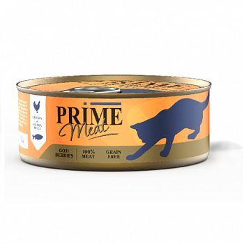 PRIME MEAT Консервы для кошек Курица с лососем филе в желе ж/б 100г 137.4021