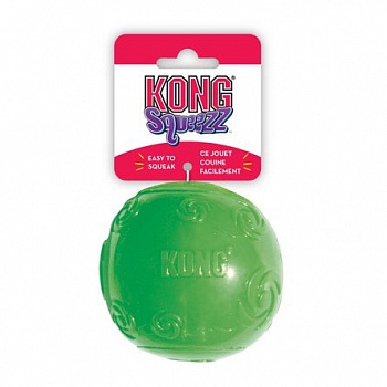 KONG SQUEEZZ Игрушка для собак Мяч хрустящий c пищалкой L резина, цвет в ассортименте