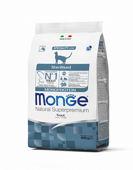 MONGE CAT Monoprotein Sterilised Trout Сухой корм д/стерилизованных кошек с Форелью