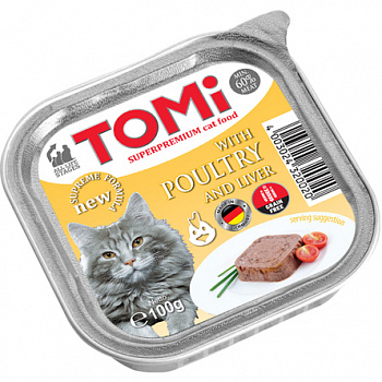 TOMI Консервы д/кошек Птица с Печенью 100 г