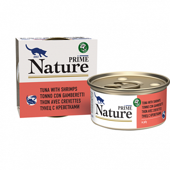 PRIME NATURE Консервы для кошек Тунец с креветками в желе ж/б 85г 137.6.1105
