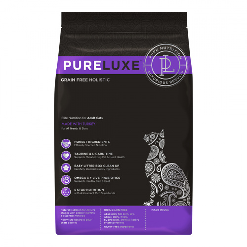PURELUXE Сухой корм для взрослых кошек с индейкой