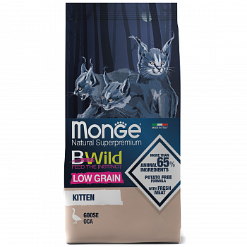 MONGE CAT Корм для котят BWild LOW GRAIN низкозерновой из мяса Гуся