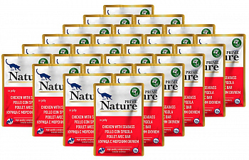 PRIME NATURE Пауч для кошек Курица с морским окунем в желе 100гр*24шт