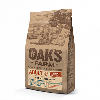 OAK`S FARM Grain Free Беззерновой сухой корм для собак всех пород  с Ягненком