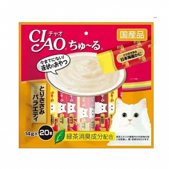 INABA CIAO Лакомство для кошек Соус Ассорти из 4-х вкусов 14г х 20 шт