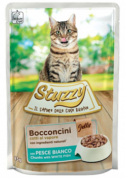 STUZZY BOCCONCINI Пауч для кошек Белая Рыба в желе 85 г