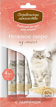 ДЕРЕВЕНСКИЕ ЛАКОМСТВА д/кошек Нежное пюре из Лосося 4х10г