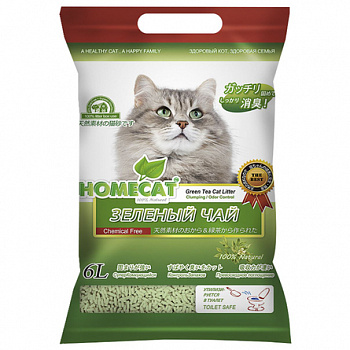 HOME CAT Ecoline Наполнитель Комкующийся cс ароматом Зеленого чая