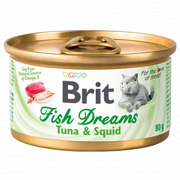 BRIT Fish Dreams Tuna & Squid Консервы д/кошек Тунец и Кальмар 80 г