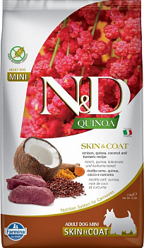 FARMINA N&D Quinoa Skin&Coat Беззерновой сухой корм д/собак мини пород Кожа и Шерсть Оленина и Киноа
