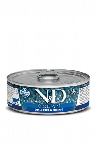 FARMINA N&D CAT Ocean Консервы д/кошек Тунец и Креветки 80 г