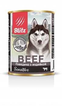 BLITZ Sensitive Консервы д/собак Говядина с Индейкой 400 г