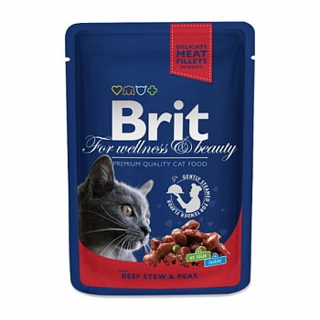 BRIT Premium Пауч д/кошек Говядина/горошек 100 г