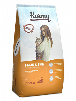 KARMY Hair&Skin Сухой корм для кошек для Здоровья Кожи и Шерсти с Лососем