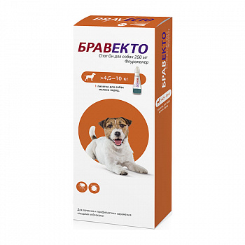 MSD Бравекто Спот Он капли от блох и клещей для собак от 4,5 до 10 кг