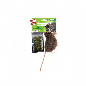 GIGWI Игрушка для кошек Мышка с кармашком и кошачьей мятой 10 см