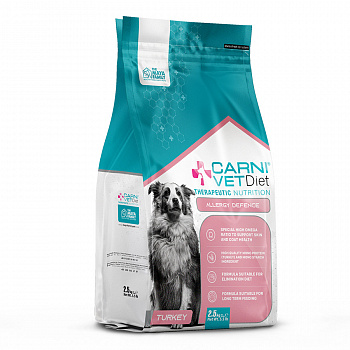 CARNI VD DOG Корм для собак ALLERGY DEFENSE при аллергии здоровая кожа шерсть Индейка