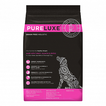PURELUXE Сухой корм для нормализации веса собак с индейкой лососем и чечевицей
