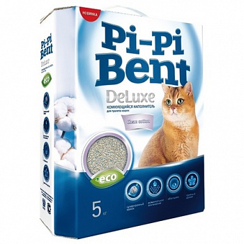 PI-PI BENT DeLuxe Clean Cotton Наполнитель Комкующийся с ароматом Хлопка 5 кг