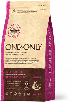 ONE&ONLY CAT INDOOR утка  и рис 2кг д\ кошек