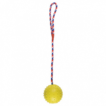 FLAMINGO Игрушка д/собак Резиновый мяч с веревкой д.7*30см, зеленый