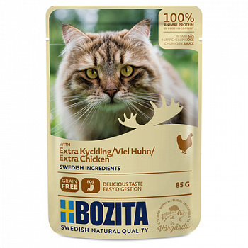BOZITA Пауч для кошек кусочки в соусе с Курицей 85 г