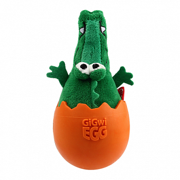 GIGWI Egg Игрушка для собак Крокодил в яйце с пищалкой 14 см