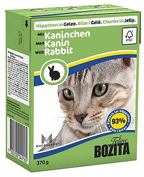 BOZITA Консервы для кошек кусочки в желе с Кроликом 370 г