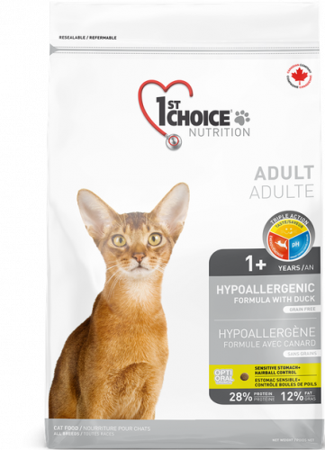1st CHOICE Hypo Сухой корм д/кошек Гипоаллергенный без зерна, Утка с Картофелем