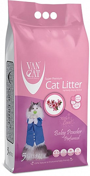 VAN CAT Baby Powder Наполнитель Комкующийся с ароматом Детской присыпки 5 кг