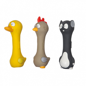 FLAMINGO Игрушка д/собак гантель-животное, латекс, 6х19 см