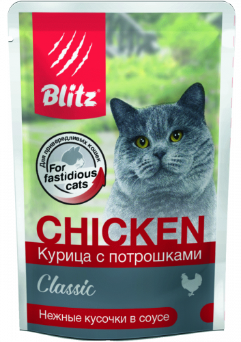 BLITZ Classic Пауч д/кошек Курица с Потрошками в соусе 85 г