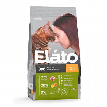 ELATO Holistic корм для кошек для выведения шерсти Курица Утка