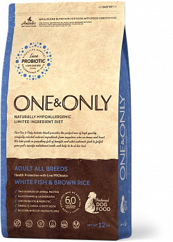 ONE&ONLY DOG  белая рыба и рис 1кг д\всех пород