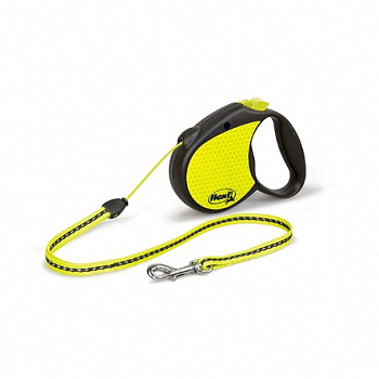 FLEXI Neon Reflect 1 Рулетка S 5м до 12кг (трос) черная