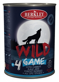 BERKLEY Wild Консервы д/собак №4 Дичь с морковью, капустой и лесными ягодами 400г